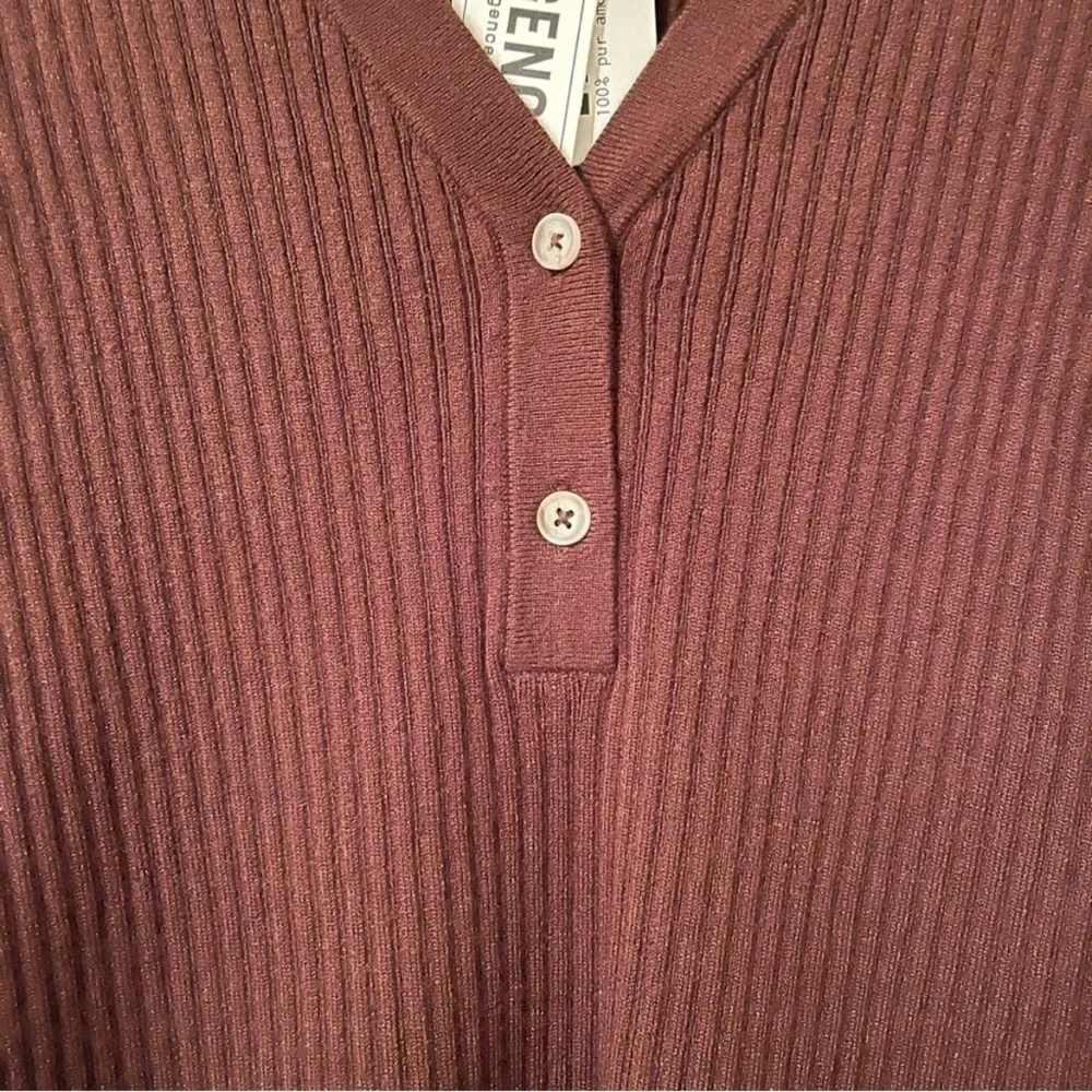L’Agence NWT Lira Henley Ribbed V Neck Long Sleeve Sweater Bodysuit Brown Size L